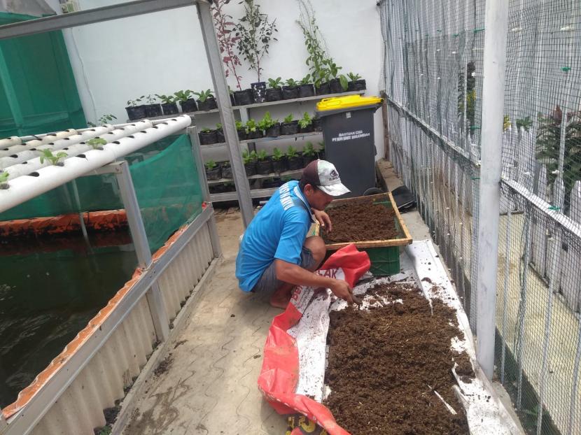 Seorang pekerja sedang membuat pupuk organik (ilustrasi). Bank Indonesia (BI) menyalurkan sebanyak 100 unit alat pengolah pupuk organik untuk membantu para petani di Provinsi Sumatra Selatan memperoleh hasil panen produk pertanian yang prima secara kuantitas maupun kualitas. 