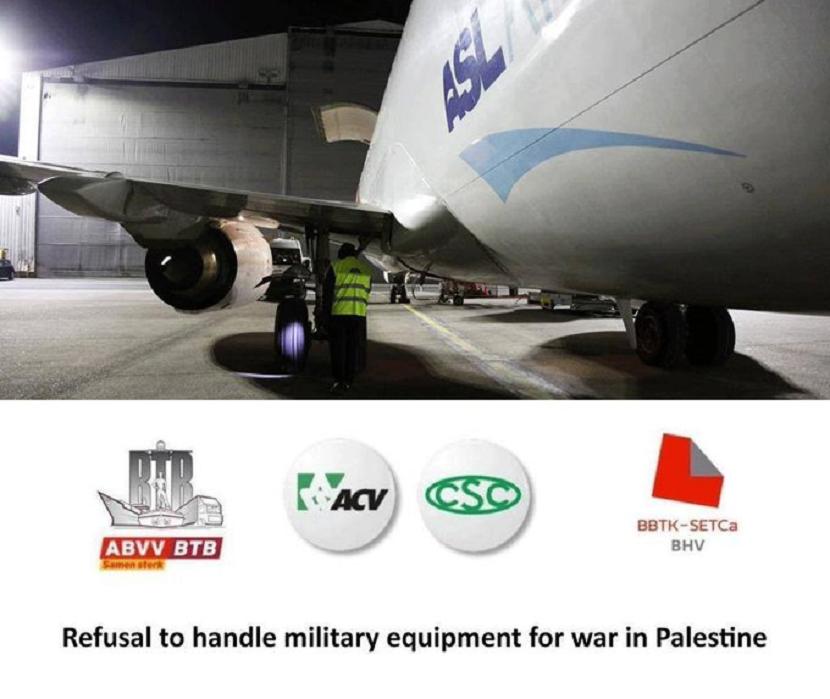 Serikat pekerja transportasi Belgia menyerukan anggotanya agar menolak menangani peralatan militer, termasuk senjata, yang hendak dikirim ke Israel.