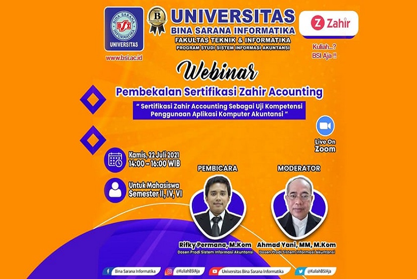 Sertifikasi Zahir Accounting sebagai Uji Kompetensi Penggunaan Aplikasi Komputer Akuntansi akan digelar secara daring lewat zoom, pada Kamis (22/7) mendatang. 
