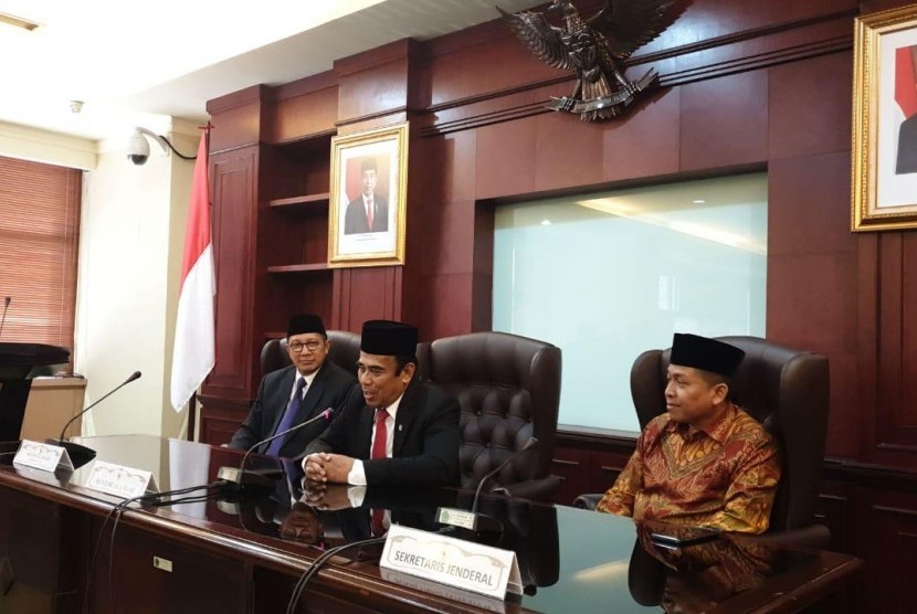 Sertijab menteri agama dari Lukman Hakim Saifuddin ke Fachrul Razi di Kemenag, Selasa (23/10).
