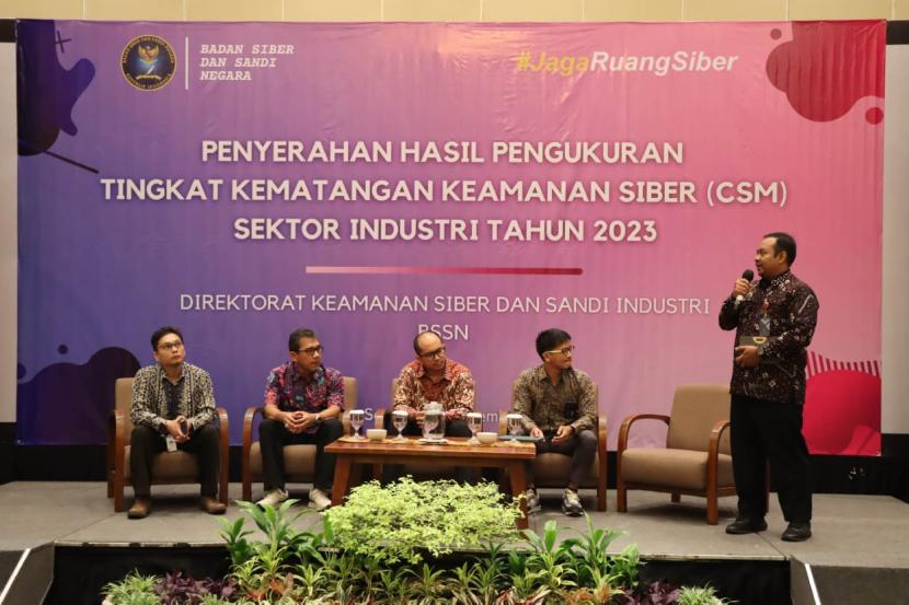 Sesi diskusi di Badan Siber dan Sandi Negara (BSSN) di Bintaro, Jakarta. 