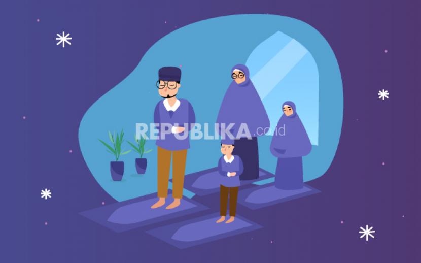 Keutamaan dan Tanggung Jawab Imam Sholat. Foto: Sholat berjamah di rumah bersama keluarga (Ilustrasi)