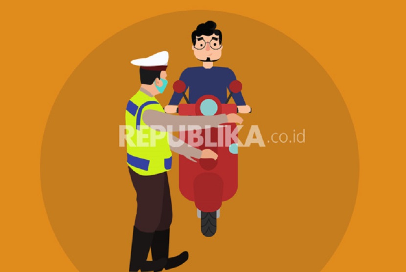 Polisi melaksanakan tilang pada pengendara lalu lintas. Pembayaran denda tilang kini bisa dilakukan di kantor pos (ilustrasi)