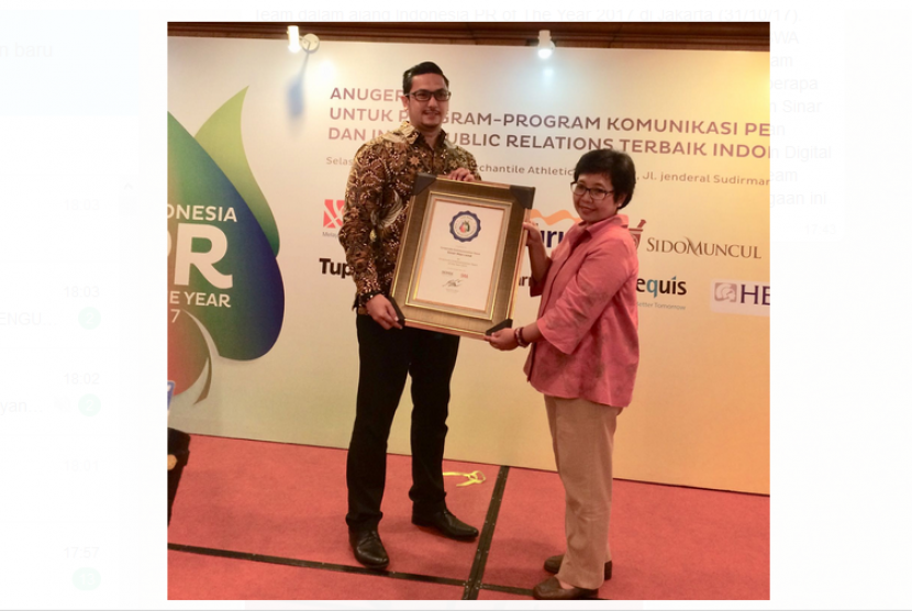 Sinar Mas land meraih penghargaan sebagai Indonesia's Best Corporate Communication Team dalam ajang Indonesia PR of The Year 2017.