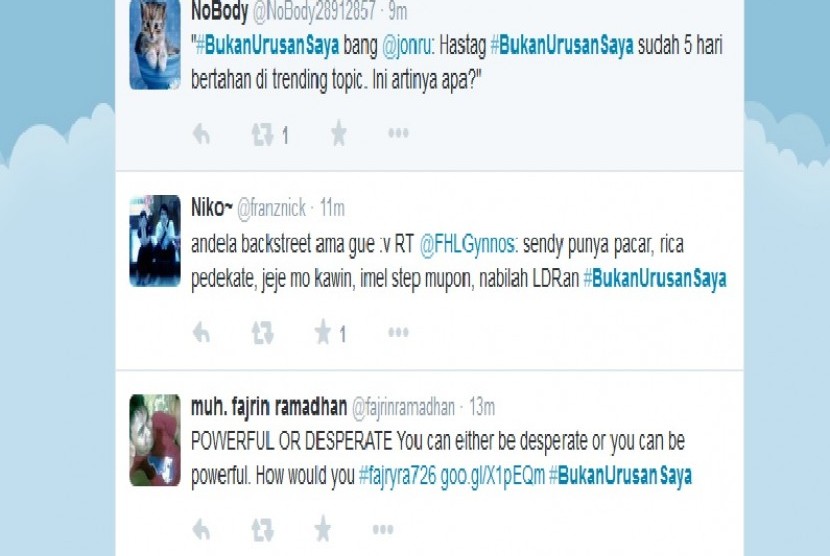 Sindiran Netizen yang menggunakan tagar #BukanUrusanSaya