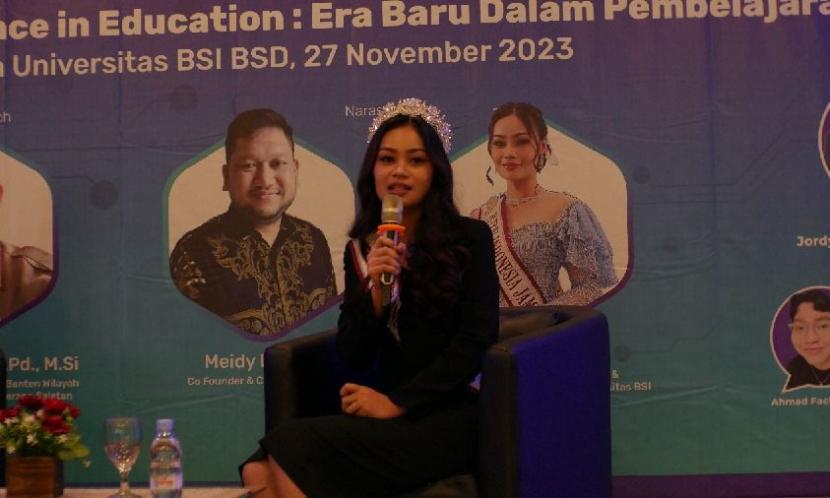 Sindy Novela, Puteri Indonesia Jambi 2023, yang juga meraih beasiswa juara dari Universitas BSI.