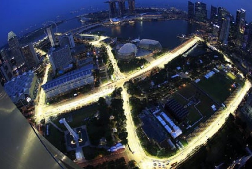 Sirkuit Balap F1, Marina Bay, Singapura.