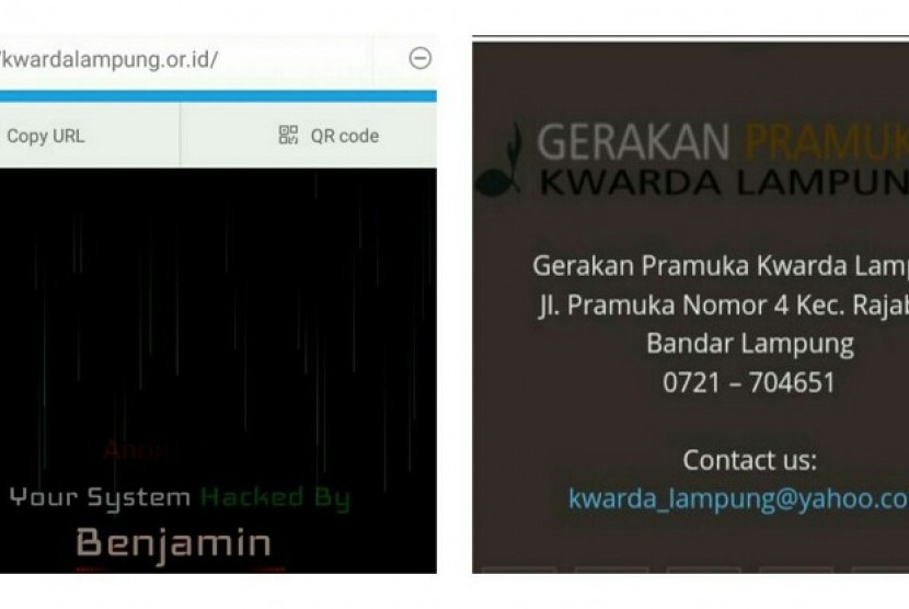 Situs resmi Kwartir Daerah Gerakan Pramuka Lampung diserang hacker