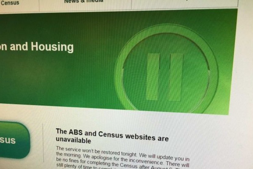 Situs sensus Australia menampilkan pesan adanya kesulitan di hari sensus 9 Agustus.