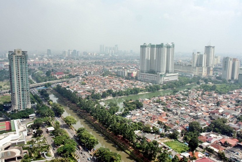 Skyscrapers and houses in Jakarta (illustration)