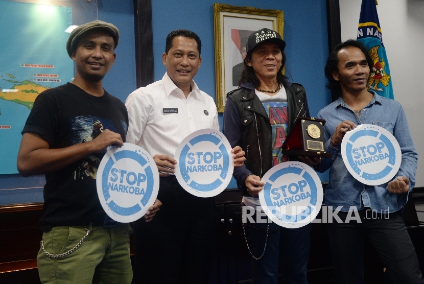 Slank saat mengunjungi kantor BNN di Cawang, Jakarta Timur