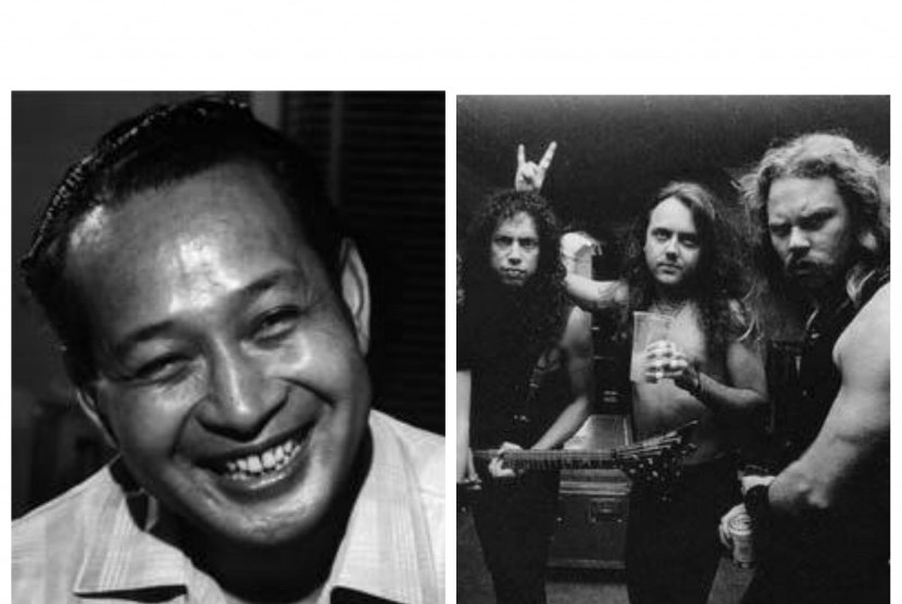 Soeharto (kiri) dan Metallica (kanan)