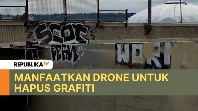 Solusi baru menghapus grafiti yang sulit dijangkau yakni memanfaatkan drone dengan penyemprot cat.