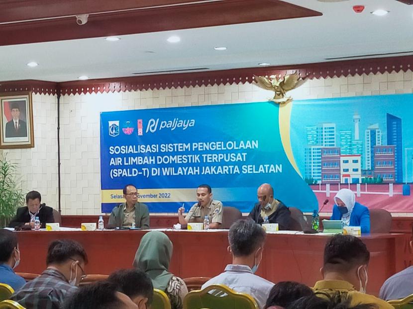 Sosialisasi Sistem Pengelolaan Air Limbah Domestik Terpusat di Ruang Pola Kantor Wali Kota Jakarta Selatan, Selasa (8/11/2022).
