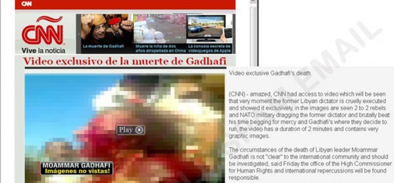 Spam yang mendompleng video kematian Qaddafi