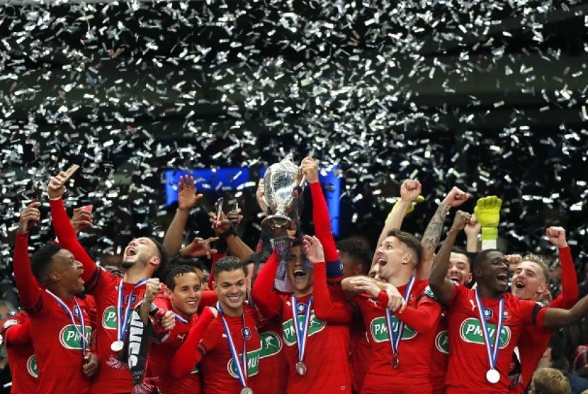 Stade Rennes berhasil menjadi juara Piala Liga Perancis setelah mengalahkan PSG di Stade de Frances, Ahad (28/4)