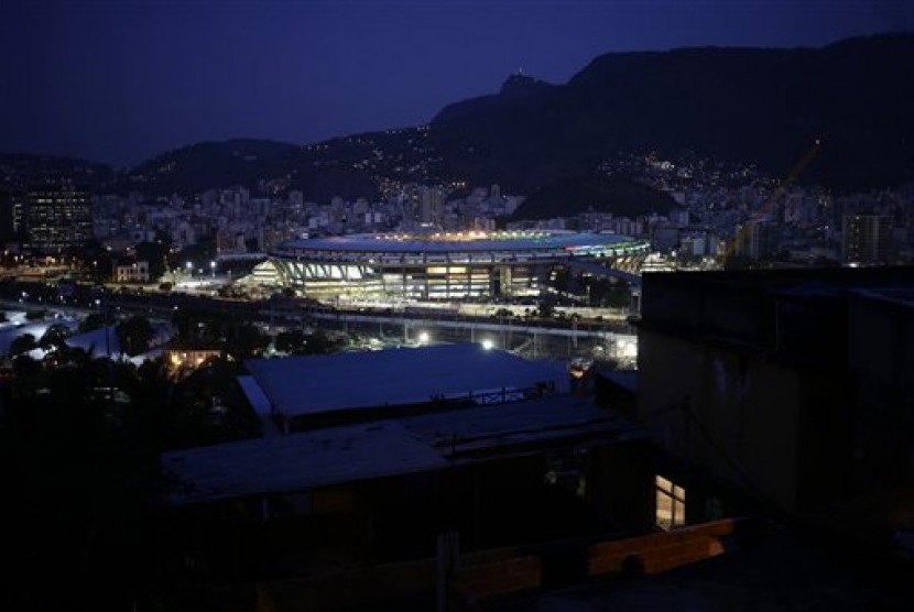 Stadion Maracana, Brasil, dilihat dari kejauhan.