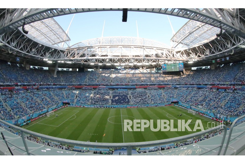 Stadion Krestovsky, St Petersburg, Rusia, tempat digelarnya laga 8 besar atau perempat final Euro 2020 antara Swiss vs Spanyol.