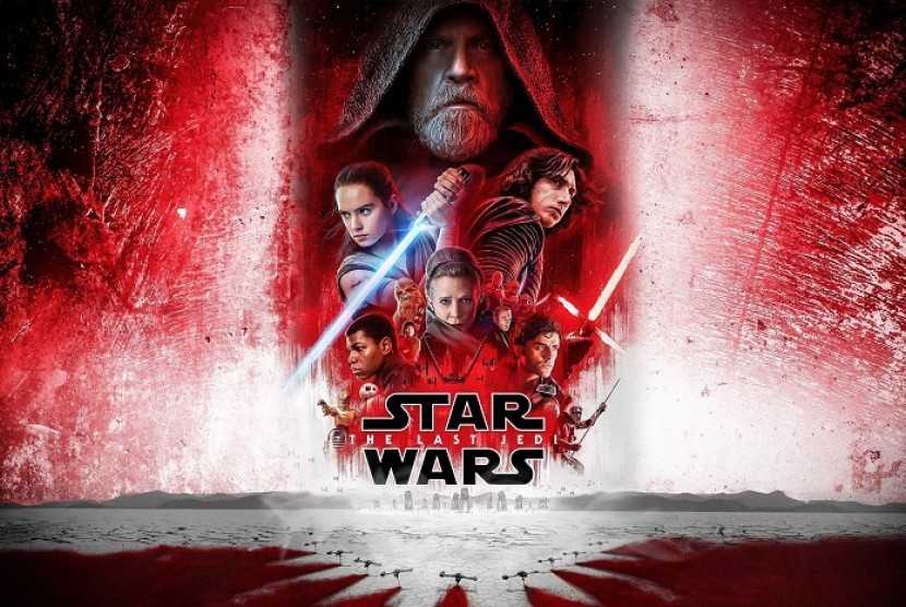 Poster film Star Wars The Last Jedi. Sutradara The Last Jedi, Rian Johnson, masih sibuk dengan proyek film Knives Out sehingga belum fokus menggarap kelanjutan kisah Star Wars.