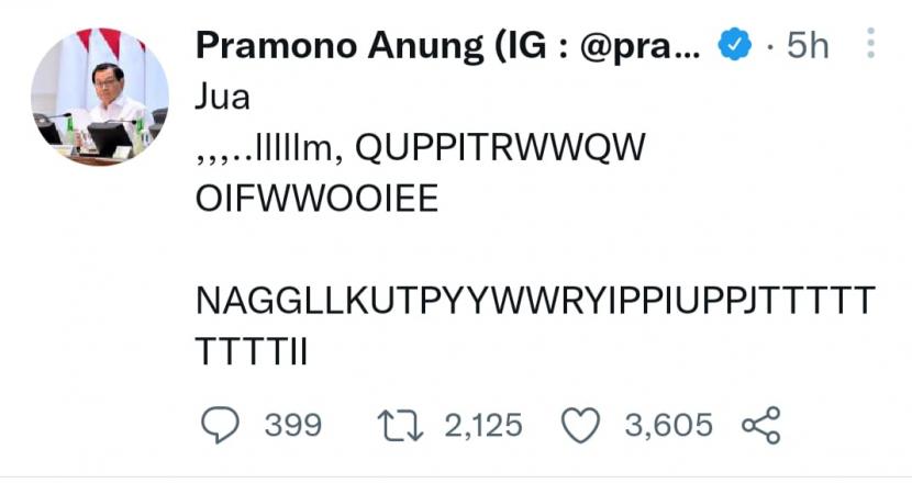 Status akun Twitter milik Setkab Pramono Anung.