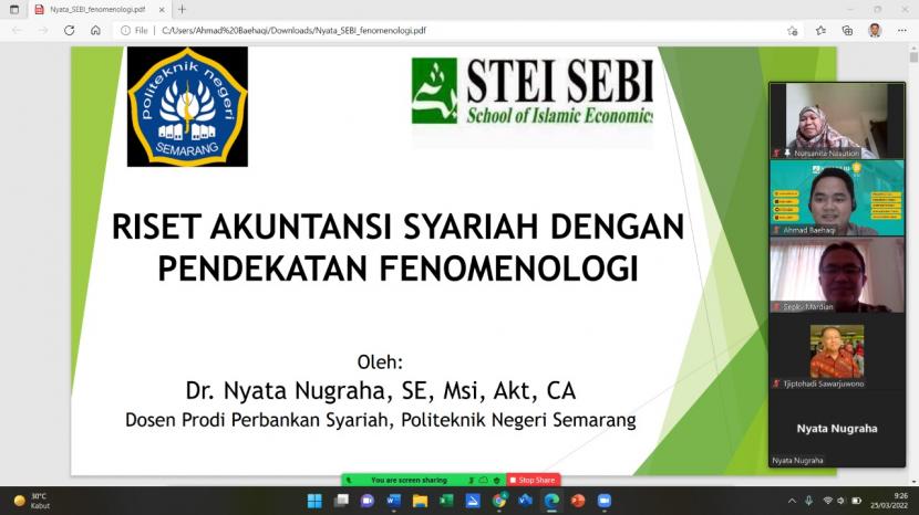 STEI SEBI Depok  menggelar kajian riset akuntansi syariah dengan mengundang narasumber  Dr Nyata Nugraha, SE  Msi  Akt  CA,  Jumat (25/3). 