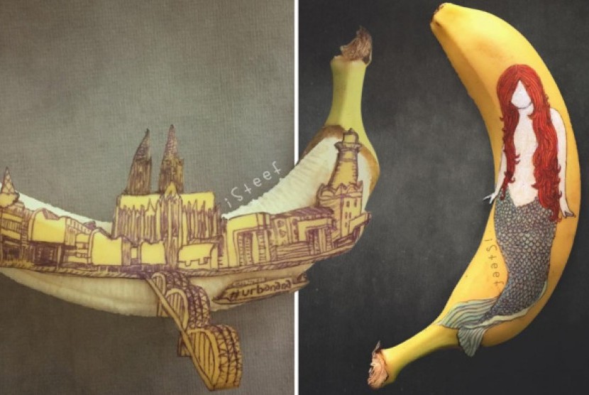 Stephan Brusche melukis di pisang
