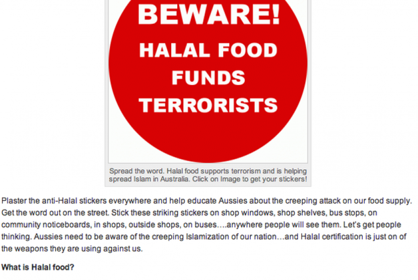 Stiker Anti-Islam di Australia.