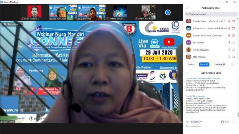 STMIK Nusa Mandiri menggelar Webinar CONNECT dengan tema Document Summarization Using Social Media Content.