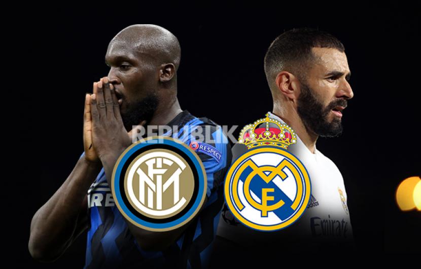 Striker Inter Milan Romelu Lukaku (kiri) akan beradu tajam dengan penyerang Real Madrid Karim Benzema dalam pertandingan Liga Champions di Giuseppe Meazza, Milan, Kamis (26/11) dini hari WIB. 