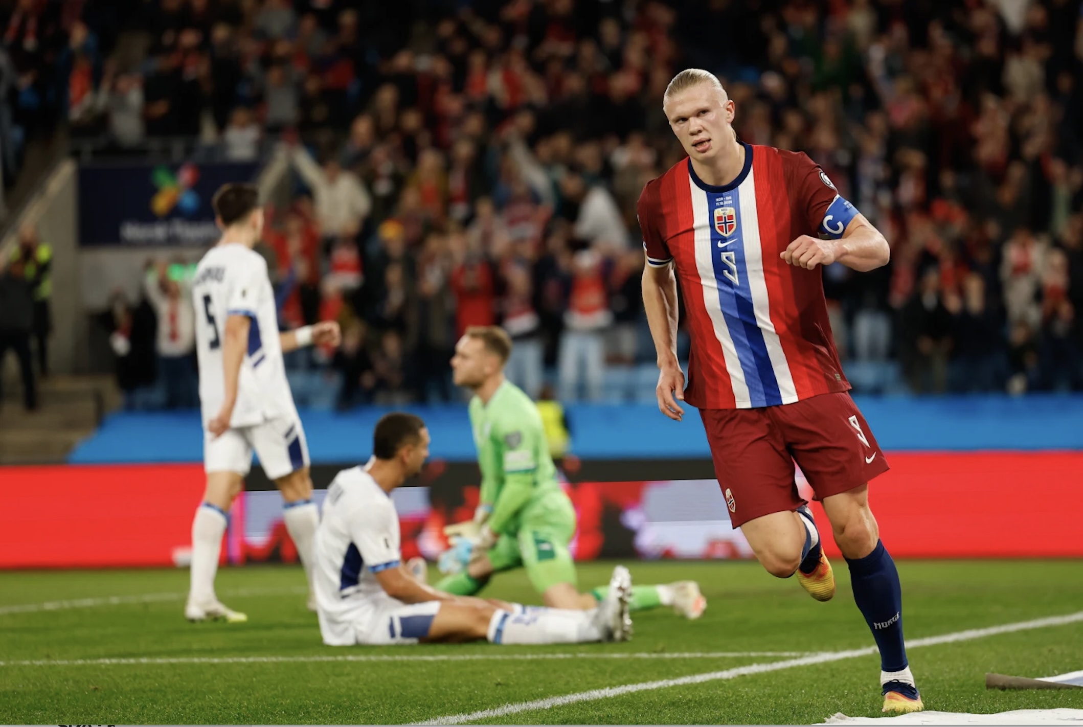 Striker Norwegia Erling Haaland mencetak gol ke gawang Israel pada laga Kualifikasi Piala Dunia 2026, Ahad (12/10/2025) dini hari WIB.