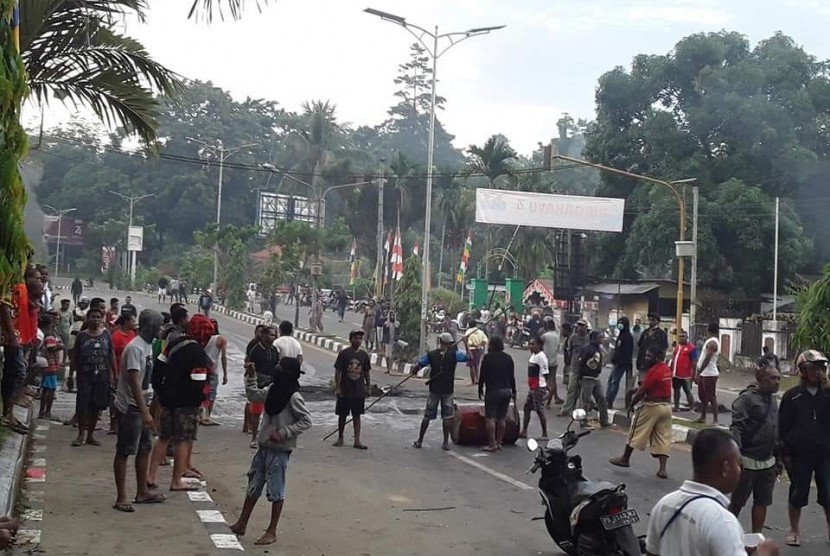 Suasana kericuhan di Manokwari, Senin pagi ini (19/8/2019).