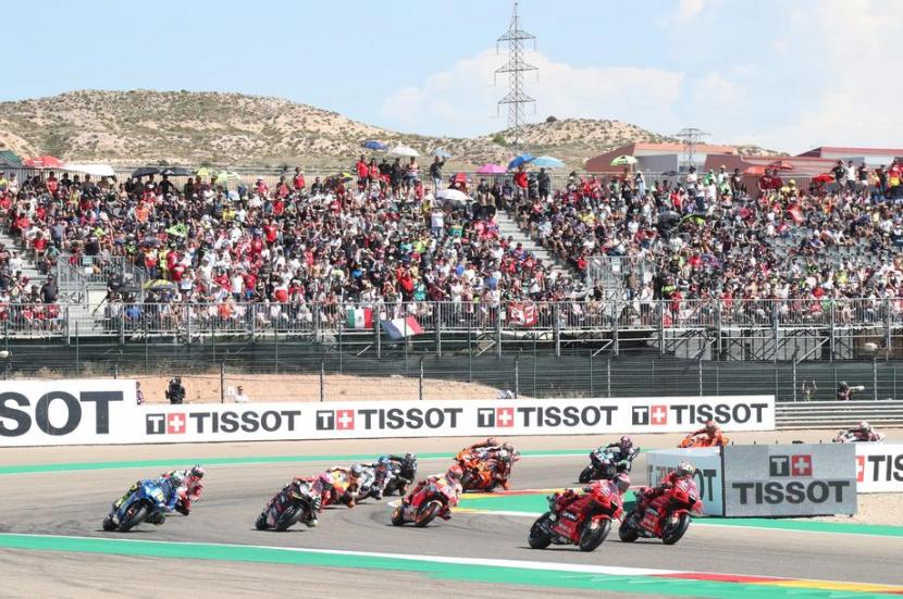 Suasan balapan di Sirkuit Moto GP Aragon, Spanyol.