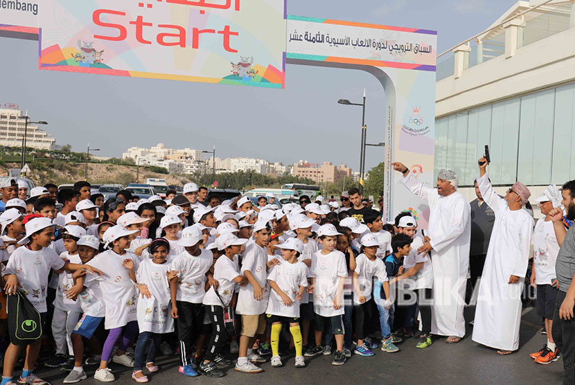 Suasana 2018 Asian Games OCA Fun Run yang berlangsung Ahad (15/4)  di Oman.