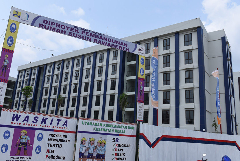 Suasana bangunan Rumah Susun Sederhana Sewa (Rusunawa) Rawa Bebek di Jakarta Timur, Rabu (6/1).  (Antara/Hafidz Mubarak A)