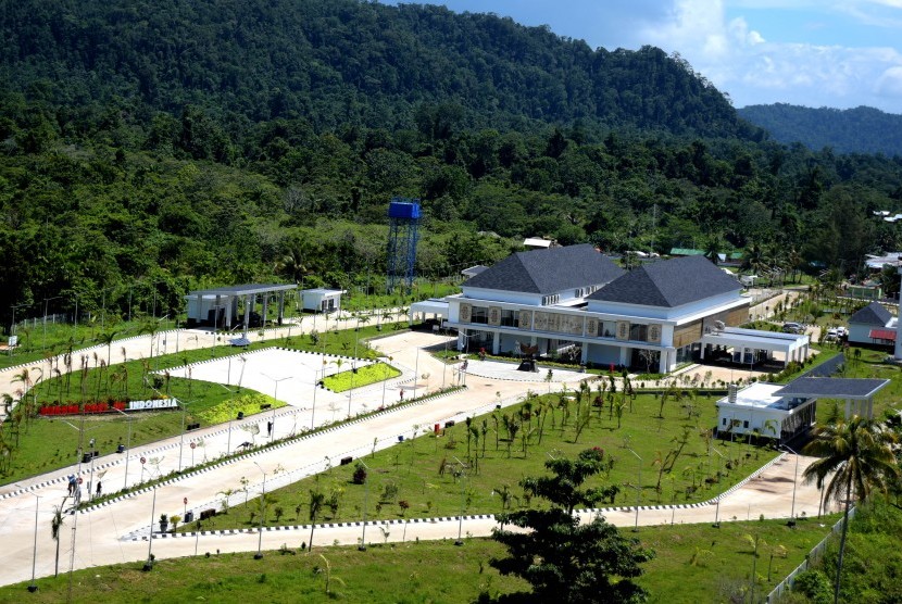 Suasana di areal Pos Lintas Batas Negara (PLBN) Terpadu Skouw, Kota Jayapura, Papua, Rabu (3/5). 