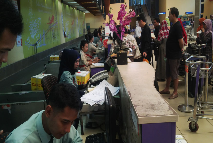 Suasana di Bandara Sultan Mahmud Badarudin, Palembang, Sumsel.