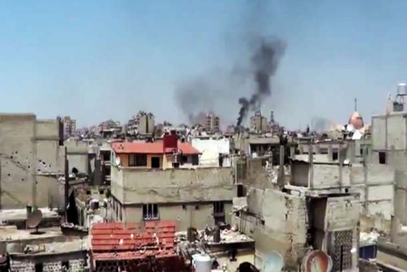Suasana di kota Homs, Suriah, Senin (28/5).