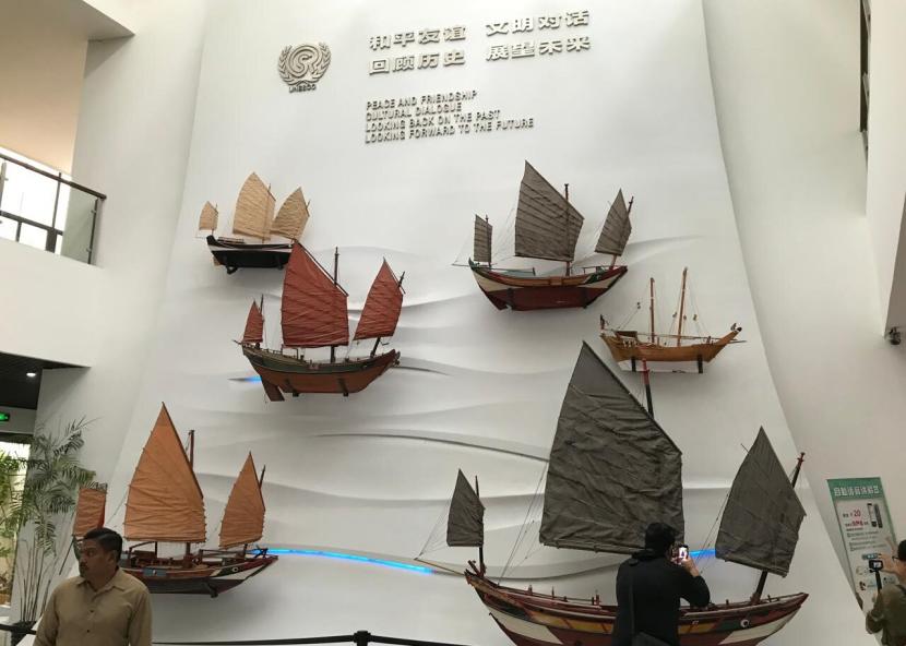 Suasana di Museum Maritim Quanzhou, Provinsi Fujian, Cina. Museum tersebut merupakan museum maritim pertama di Negeri Tirai Bambu. 