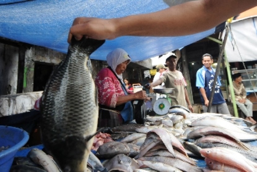 Para ulama berbeda pendapat hukum memasak ikan hidup-hidup. Suasana di pasar ikan (ilustrasi)