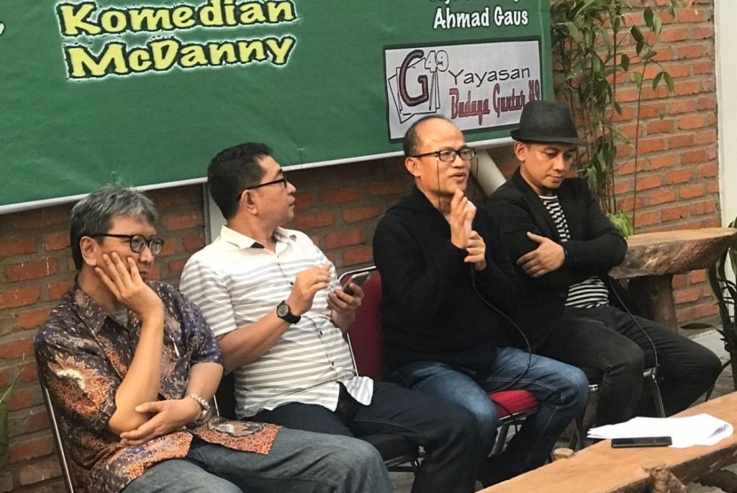 Suasana diskusi 'Pro Kontra Puisi Esai' edisi 4 di Yayasan Budaya Guntur, Jakarta, Jumat (4/5).