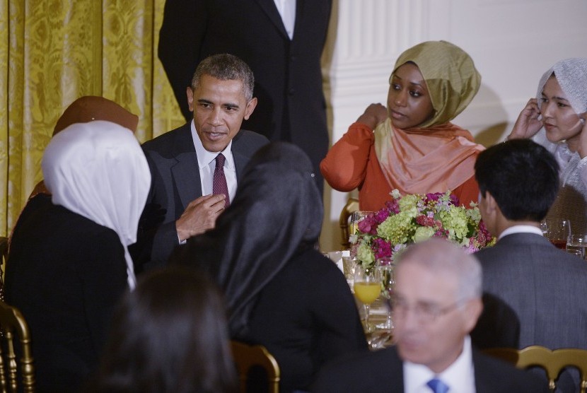 Suasana iftar atau buka puasa puasa di Gedung Putih pada 22 Juli 2015, ketika Barrack Obama masih menjabat Presiden AS. 