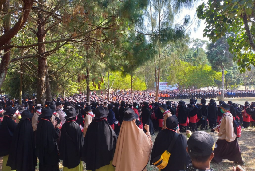 Suasana Jambore Nasional Sako Hidayatullah II di Bhumi Perkemahan Coban Rondo, Malang,  Jawa Timur.