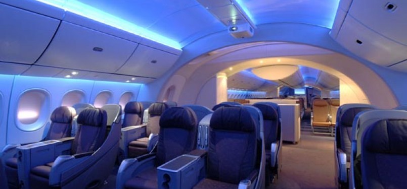 Suasana kabin Boeing 787 Dreamliner