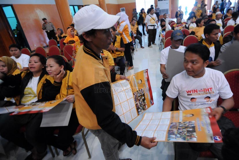  Suasana kampanye Partai Hanura di GOR Sunter Jaya, Jakarta Utara, Rabu (19/3). (Republika/Aditya Pradana Putra)