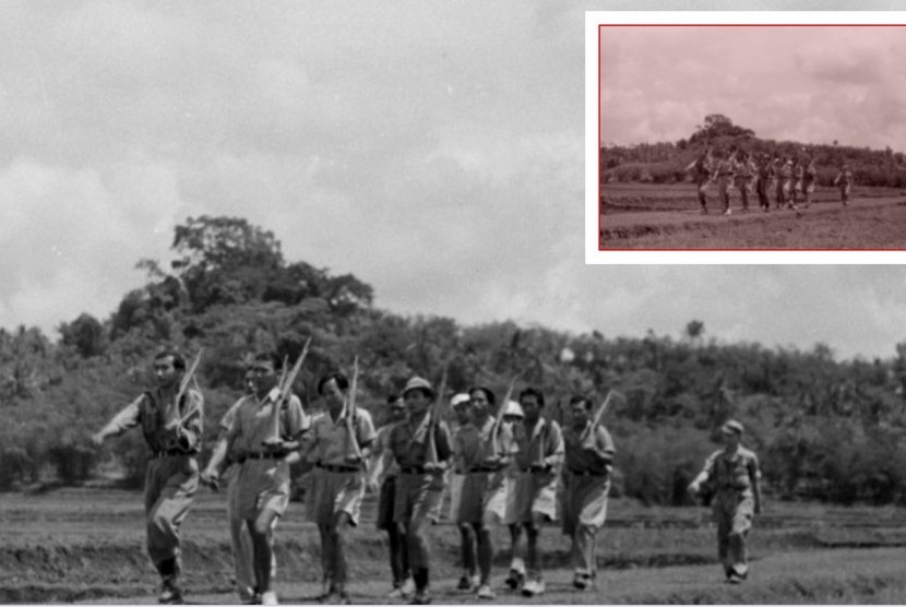 Anggota Pau An Tui ketika berlatih bersama tentara KNIL Belanda, di CImahi, Oktober 1947