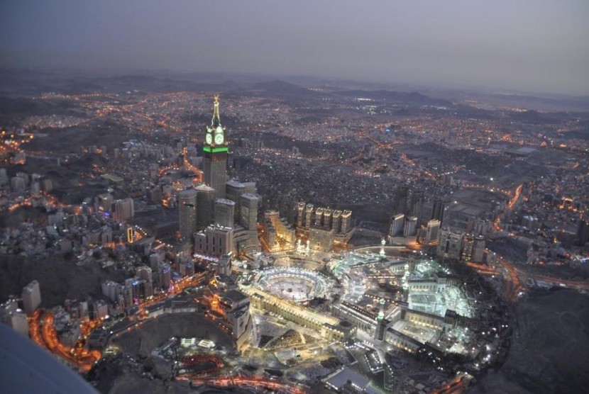 Suasana Masjidil Haram dilihat dari udara