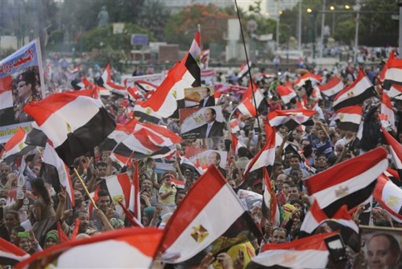 Suasana Mesir saat pengumuman terpilihnya Abdul Fateh Al Sisi sebagai presiden Mesir.