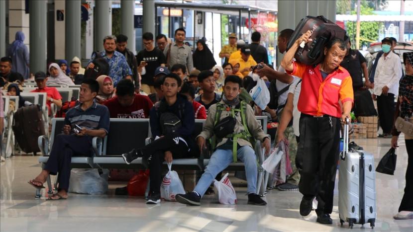 Suasana mudik Lebaran di Stasiun Senen Jakarta.(ilustrasi)