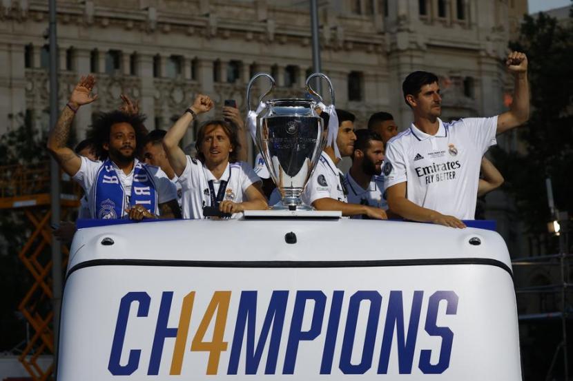 Suasana parade gelar juara Liga Champions yang digelar Real Madrid.