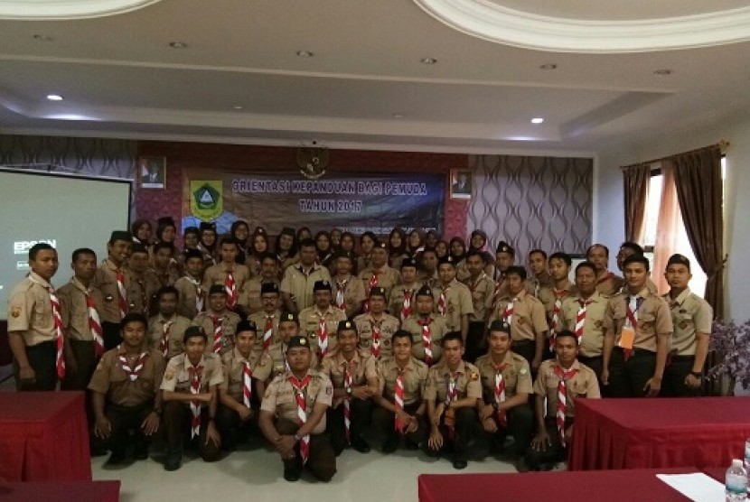 Suasana pelatihan kepanduan yang diselenggarakan bersama oleh Dispora dan Kwarcab Kabupaten Bogor.